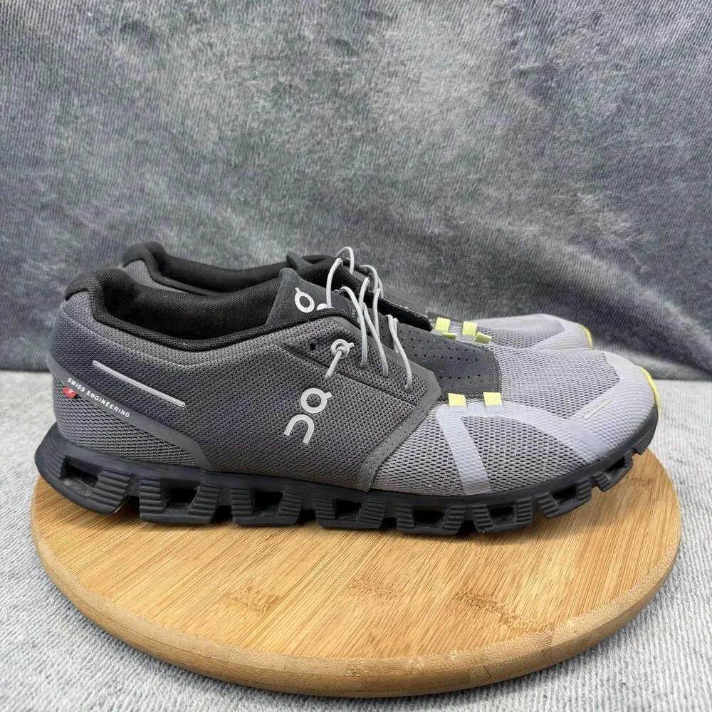 On Shoes Mens Size 12.5 Gray Yellow Mesh Running Athletic Sneakers Low Top